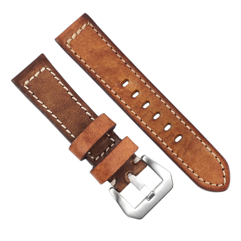 White Smoke Handmade Artisan Yellow Lychee Rub-Color Watch Strap for Rolex, Omega, Seiko, IWC, Tudor, Hamilton, Cartier, Panerai, Patek Philippe, Breitling - Aged Hand-Finished Heritage Series - 18mm 20mm 22mm 24mm 26mm - Aethelgard