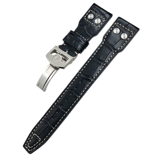 White Smoke Replacement Strap for IWC Big Pilot Series - Riveted Heritage Edition - Full-Grain Thick Bovine Leather - Aethelgard Atelier