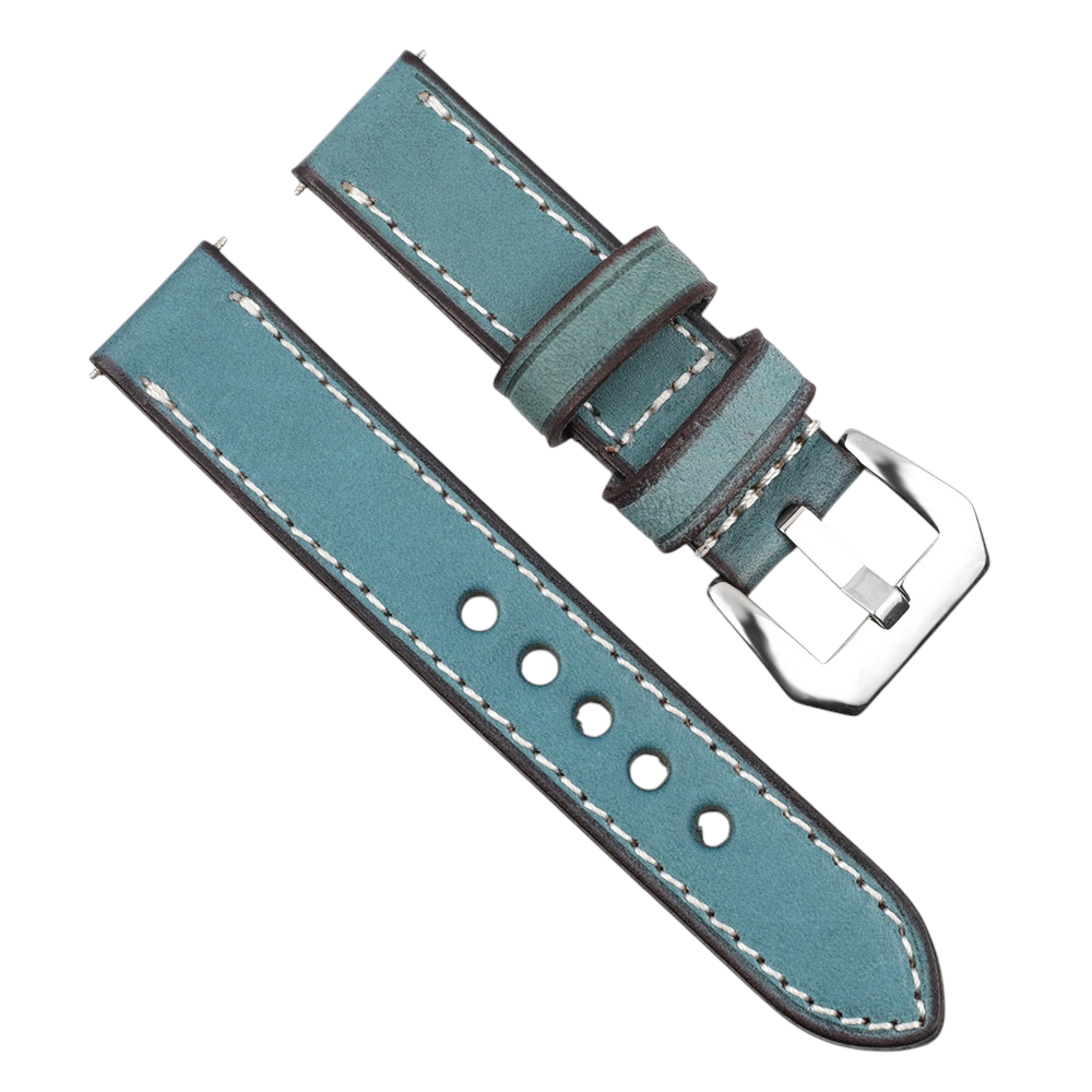 White Smoke Handmade Bespoke Panerai-Style Rub-Color Watch Strap for Rolex, Omega, Seiko, IWC, Tudor, Hamilton, Cartier, Panerai, Patek Philippe, Breitling - Heavy-Duty Diver Artisan Edition - 18mm 20mm 22mm 24mm 26mm - Aethelgard