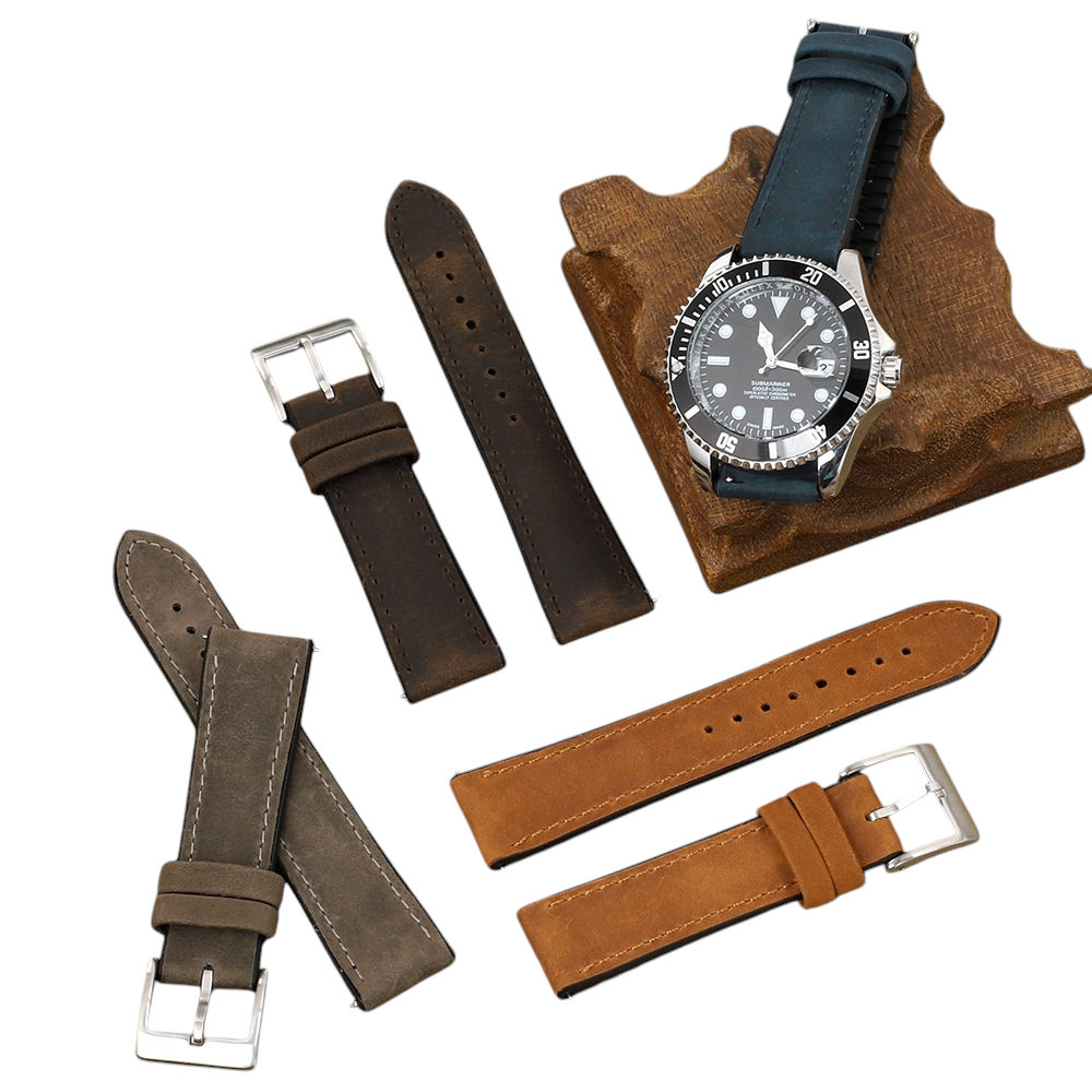 White Smoke Handmade Crazy Horse Silicone Hybrid Watch Strap for Rolex, Omega, Panerai, IWC, Tudor, Seiko, Hamilton, Patek Philippe, Breitling, Citizen - Performance Lined Sport Series - 18mm 20mm 22mm 24mm - Aethelgard