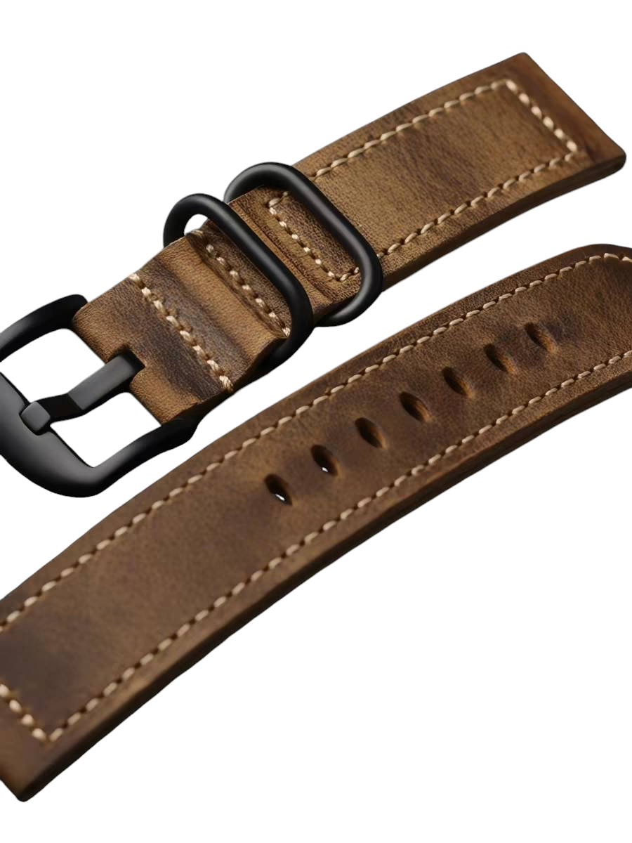 White Smoke Handmade Heritage Brown Thick Crazy Horse Watch Strap for Rolex, Omega, Panerai, IWC, Tudor, Seiko, Hamilton, Patek Philippe, Breitling, Citizen - Military Field Operation Series - 18mm 20mm 22mm 24mm - Aethelgard