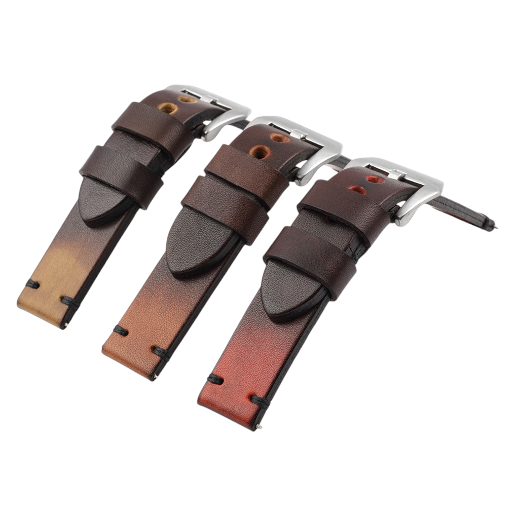 White Smoke Handmade Casual Rub-color Vegetable Tanned Watch Strap for Rolex, Omega, Panerai, IWC, Tudor, Seiko, Hamilton, Patek Philippe, Breitling, Citizen - Smooth Double-Sided Artisan Series - 18mm 20mm 22mm 24mm - Aethelgard