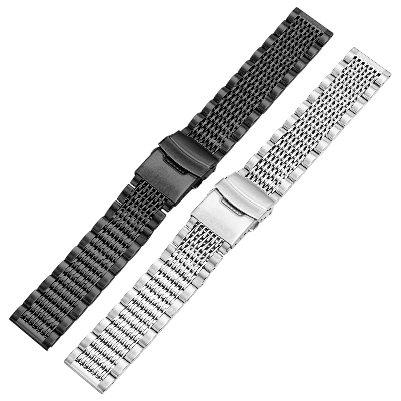 White Smoke Replacement Strap for Universal Citizen - Tissot - IWC - Seiko - Omega Steel - Industrial Solid 316L Stainless Steel - Aethelgard Atelier