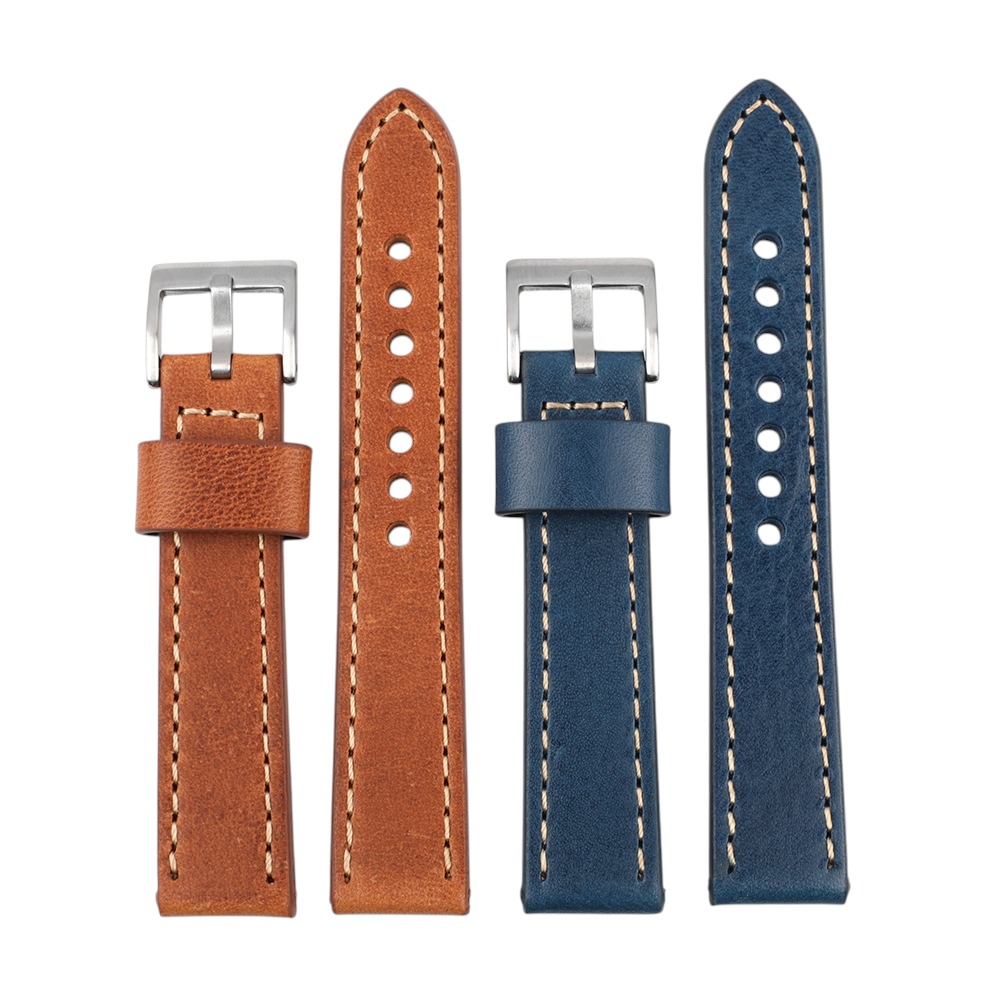 White Smoke Handmade Vintage Smooth Double-Sided Watch Strap for Rolex, Omega, Seiko, IWC, Tudor, Hamilton, Cartier, Panerai, Patek Philippe, Breitling - Heritage Flat-Grain Series - 18mm 20mm 22mm 24mm 26mm - Aethelgard