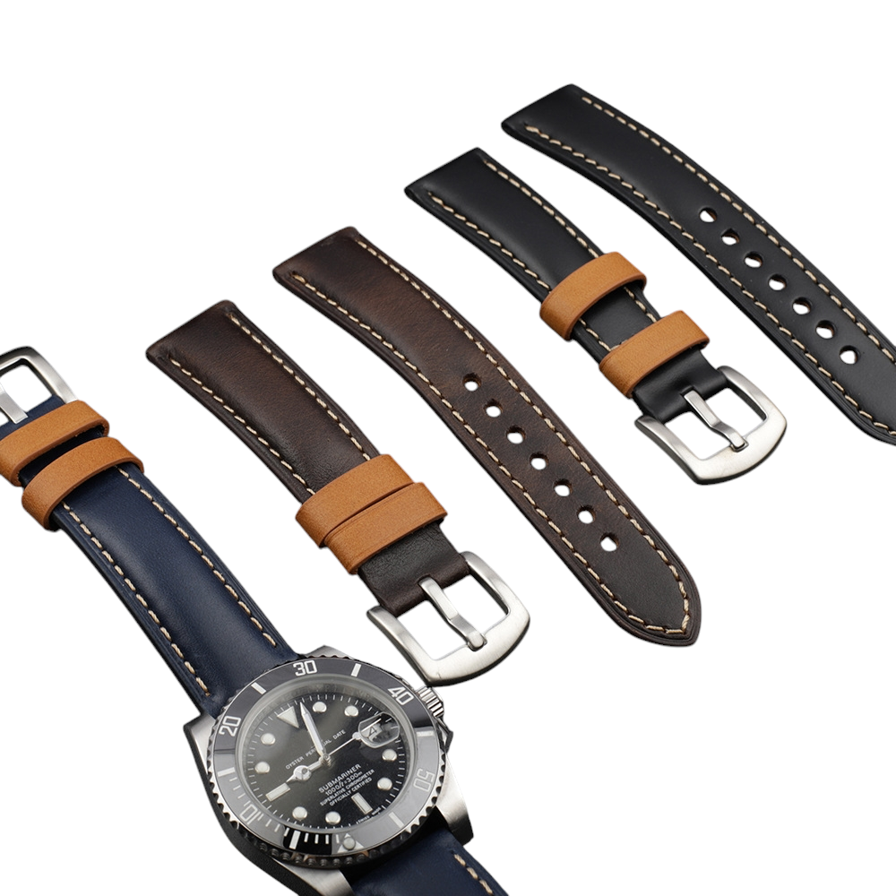 White Smoke Handmade Premium Matte Nubuck Black Watch Strap for Rolex, Omega, Seiko, IWC, Tudor, Hamilton, Cartier, Panerai, Patek Philippe, Breitling - Stitched Urban Minimalist Edition - 18mm 20mm 22mm 24mm 26mm - Aethelgard