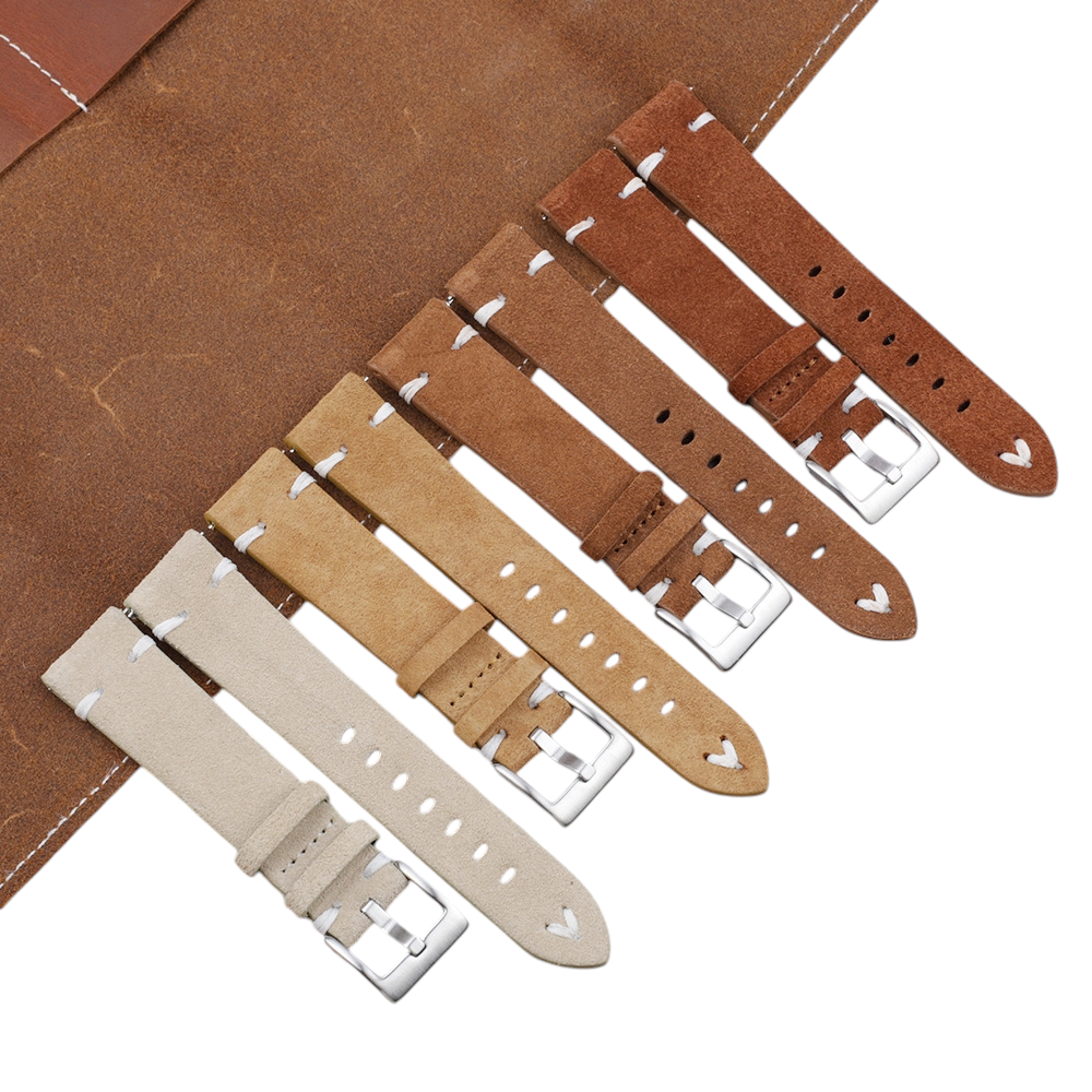 White Smoke Handmade Retro Nappa Flip Suede Strap for Rolex, Omega, Seiko, IWC, Tudor, Hamilton, Cartier, Panerai, Breitling, Patek Philippe - Vintage Revival Hand-Finished Series - 18mm 20mm 22mm 24mm - Aethelgard