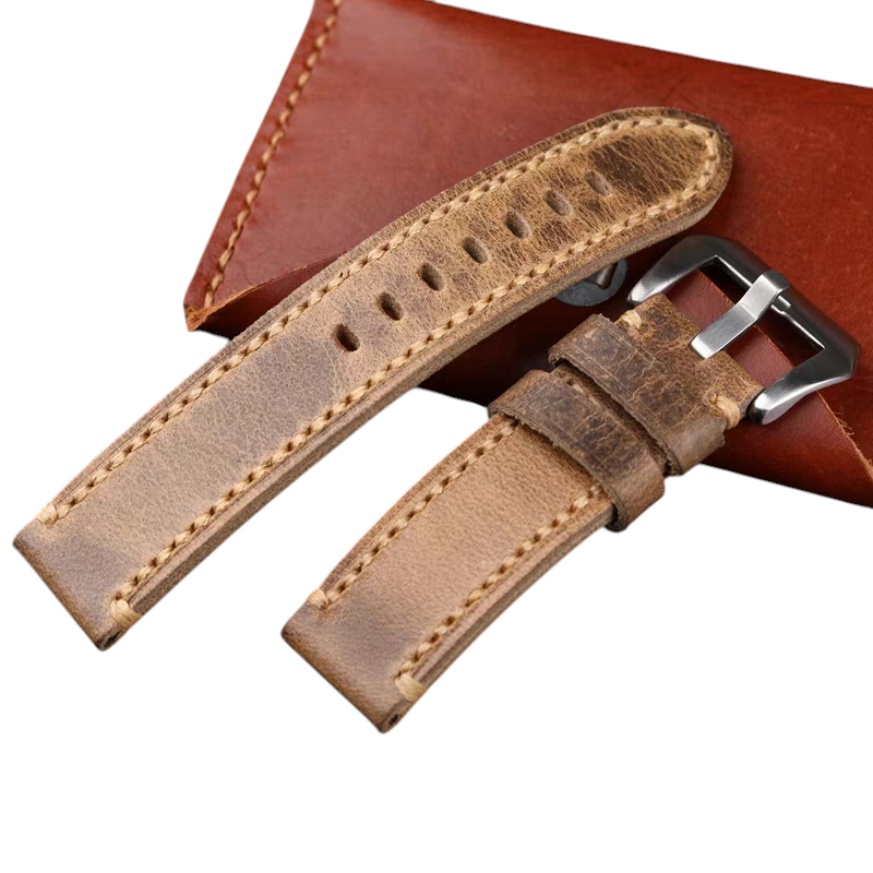 White Smoke Handmade PAM-Specialist Heavy Grain Cowhide Watch Strap for Rolex, Omega, Panerai, IWC, Tudor, Seiko, Hamilton, Patek Philippe, Breitling, Citizen - Titan Tank-Style Series - 18mm 20mm 22mm 24mm - Aethelgard