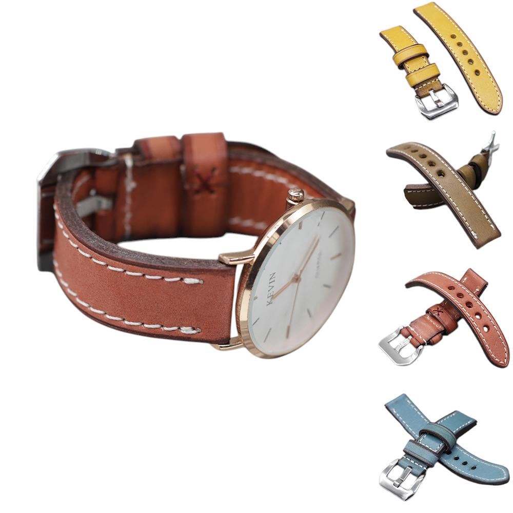 White Smoke Handmade Bespoke Panerai-Style Rub-Color Watch Strap for Rolex, Omega, Seiko, IWC, Tudor, Hamilton, Cartier, Panerai, Patek Philippe, Breitling - Heavy-Duty Diver Artisan Edition - 18mm 20mm 22mm 24mm 26mm - Aethelgard