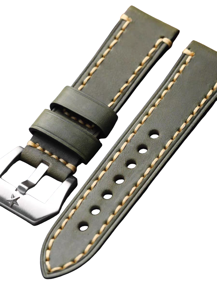 Black Handmade Artisan Soft Bronze Buckle Leather Watch Strap for Rolex, Omega, Panerai, IWC, Tudor, Seiko, Hamilton, Patek Philippe, Breitling, Citizen - Maritime Heritage Bronze Edition - 18mm 20mm 22mm 24mm - Aethelgard