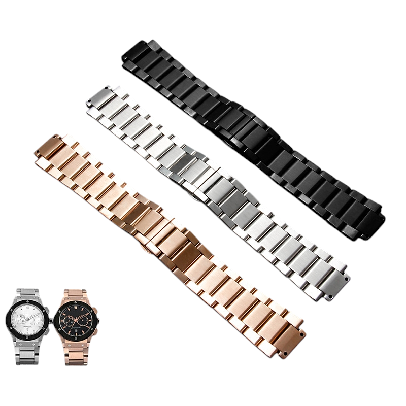 White Smoke Replacement Strap for Hublot Classic Fusion - Big Bang 19mm Series - High-Density Notched Stainless Steel - Aethelgard Atelier