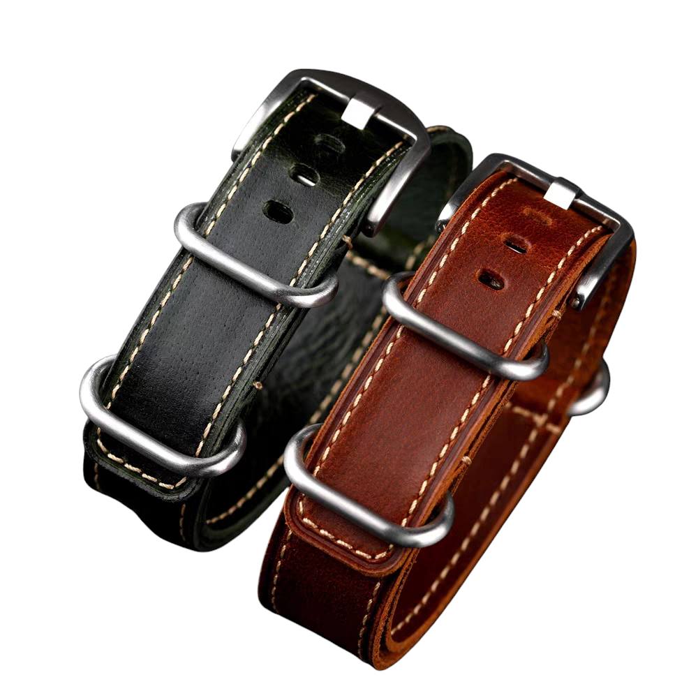 Handmade NATO Military Heritage Leather Watch Strap for Military Watches, Seiko, Hamilton - Field Operation Series - 18mm 20mm 22mm 24mm - Aethelgard