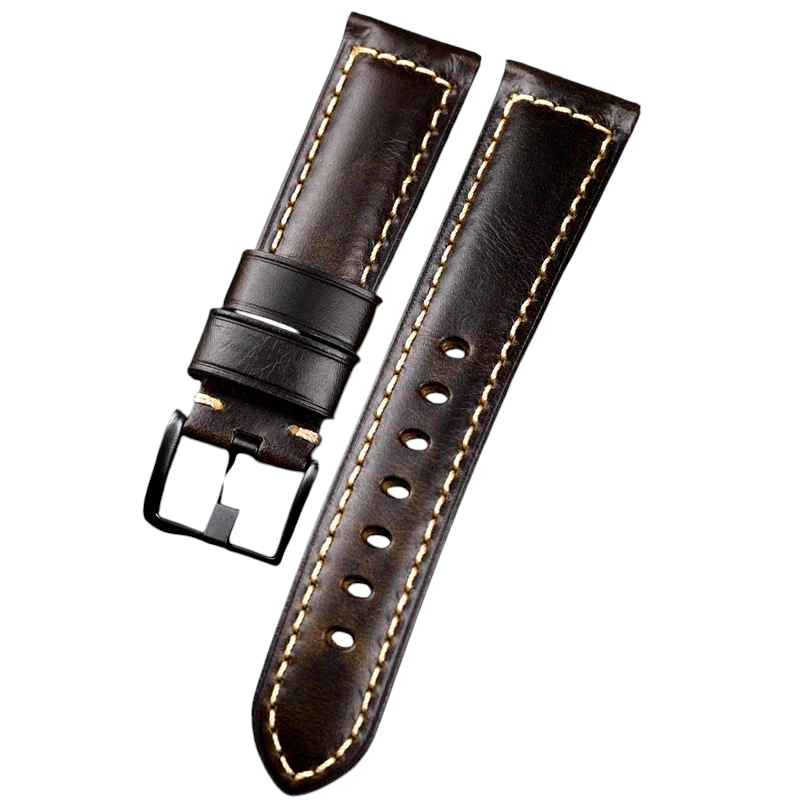 White Smoke Handmade Vintage Oil Wax Texture Leather Watch Strap for Tissot, Seiko, IWC, Hamilton - Heritage Tissot Series - 18mm 20mm 22mm 24mm - Aethelgard