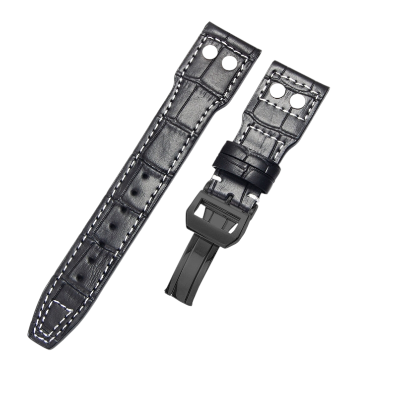 White Smoke Replacement Strap for IWC Pilot Mark XVIII - Little Prince IW327004 - 377714 - Riveted Heritage Genuine Cowhide Leather - Aethelgard Atelier
