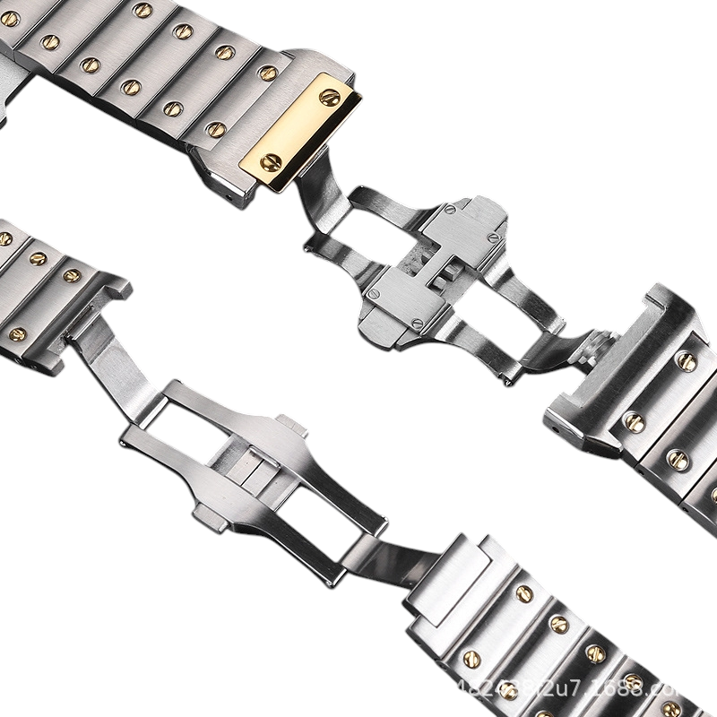 White Smoke Replacement Strap for Cartier Santos 100 - WSSA0009 23mm Series - Heavyweight Solid Stainless Steel - Aethelgard Atelier