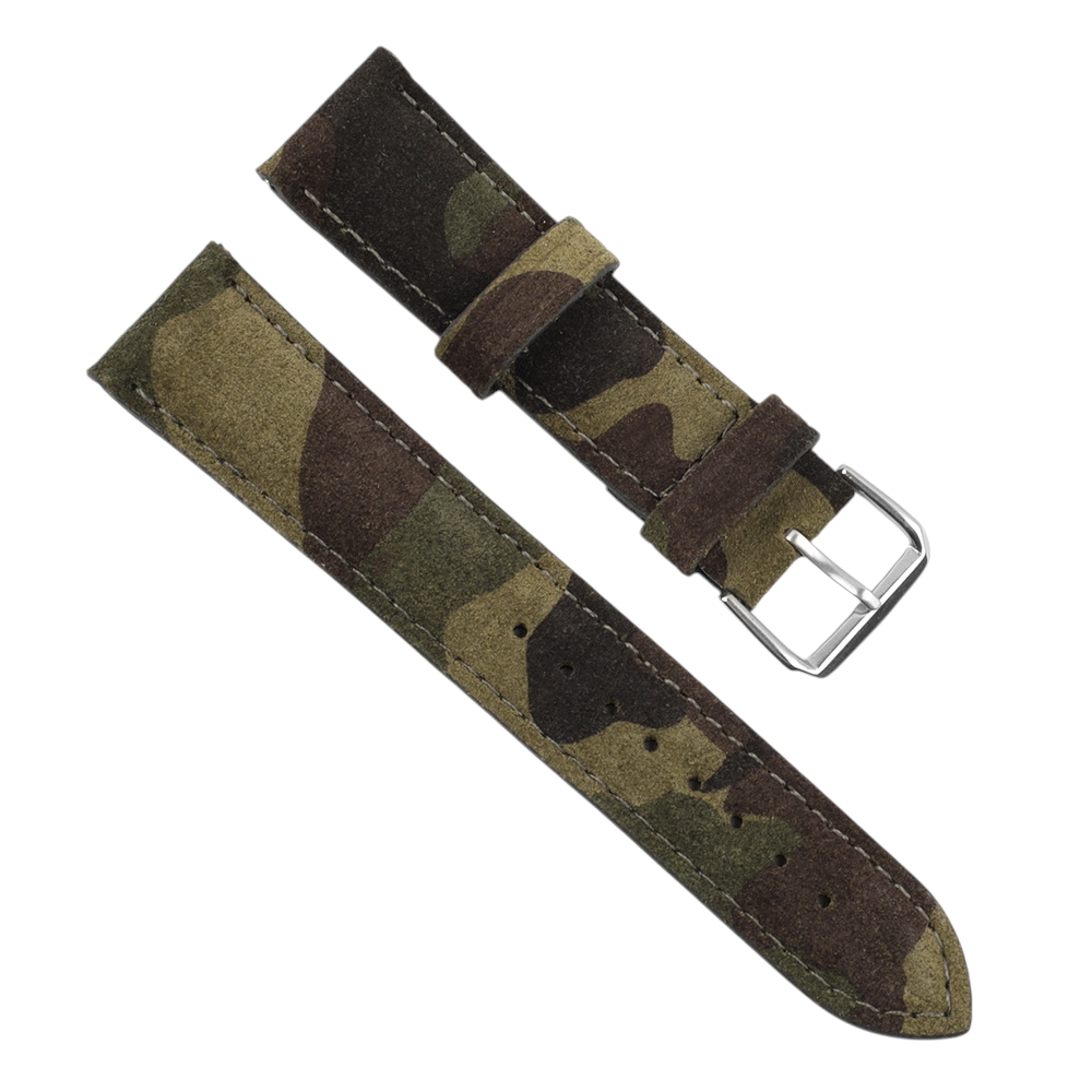 White Smoke Handmade Jungle Camo Tactical Leather Strap for Rolex, Omega, Seiko, IWC, Tudor, Hamilton, Cartier, Panerai, Breitling, Patek Philippe - Stealth Operation Genuine Series - 18mm 20mm 22mm 24mm - Aethelgard