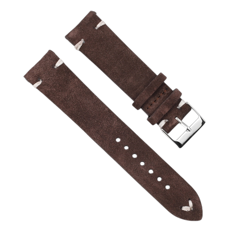 White Smoke Handmade Premium Brown Suede Strap for Rolex, Omega, Seiko, IWC, Tudor, Hamilton, Cartier, Panerai, Breitling, Patek Philippe - Modern Quick-Release Series - 18mm 20mm 22mm 24mm - Aethelgard