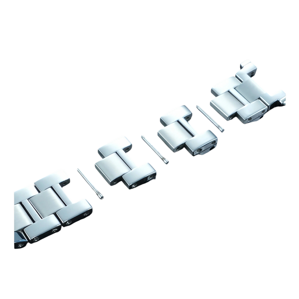 White Smoke Replacement Strap for Cartier Pasha de Cartier Series Quick-Release - Notched Interface Solid Stainless Steel - Aethelgard Atelier