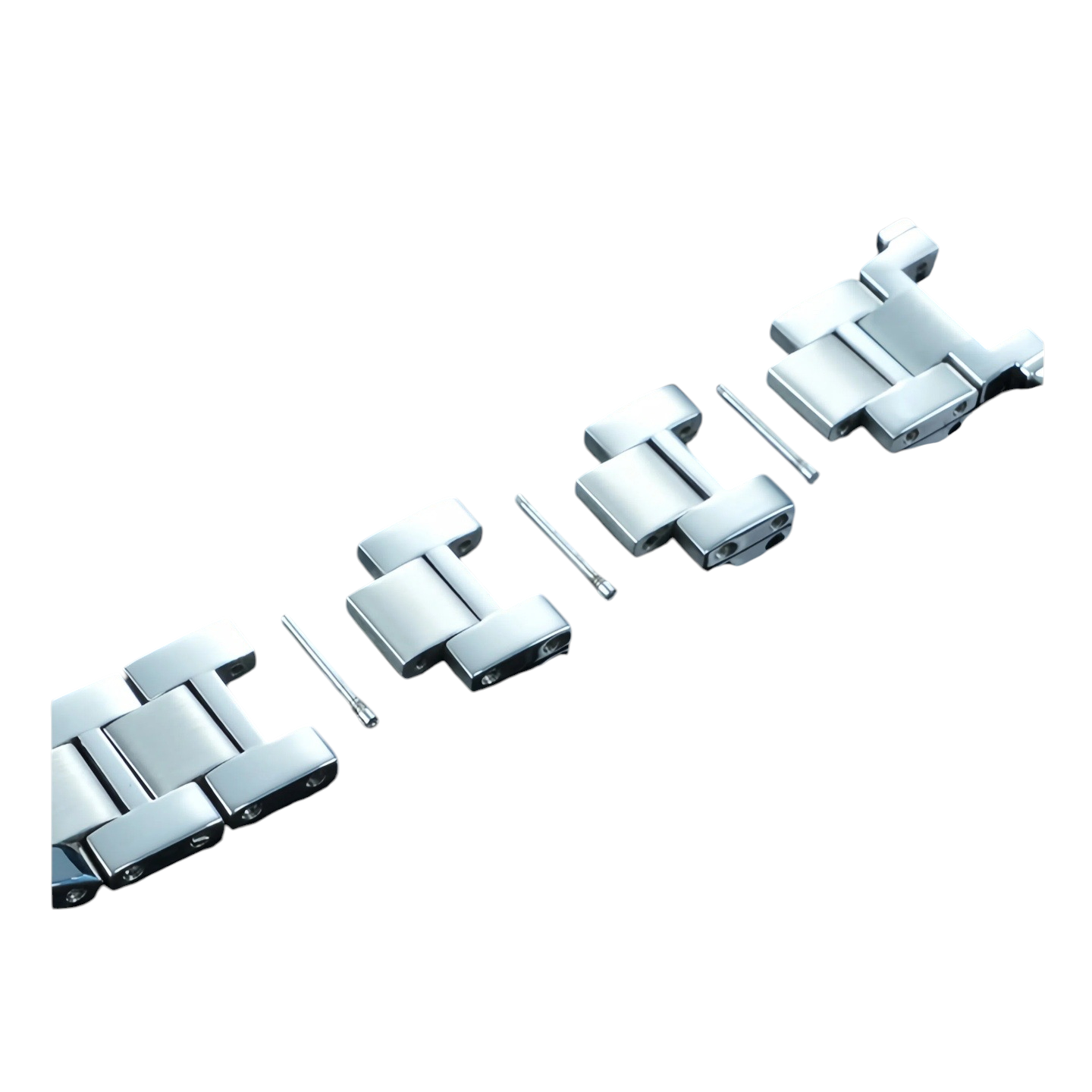 White Smoke Replacement Strap for Cartier Pasha de Cartier Series Quick-Release - Notched Interface Solid Stainless Steel - Aethelgard Atelier