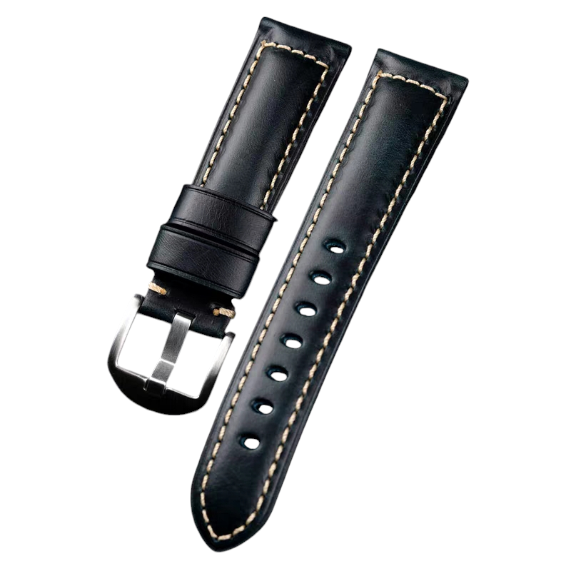 White Smoke Handmade Vintage Oil Wax Texture Leather Watch Strap for Tissot, Seiko, IWC, Hamilton - Heritage Tissot Series - 18mm 20mm 22mm 24mm - Aethelgard