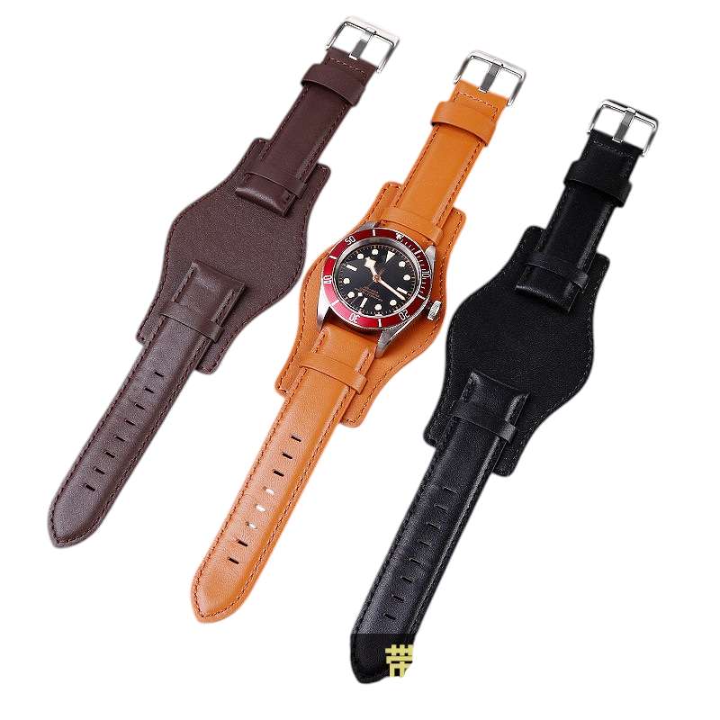 White Smoke Replacement Strap for Tudor Heritage Black Bay-Bronze-Pelagos - Hand-made Italian Leather with Bundle Cuff Pad - Aethelgard