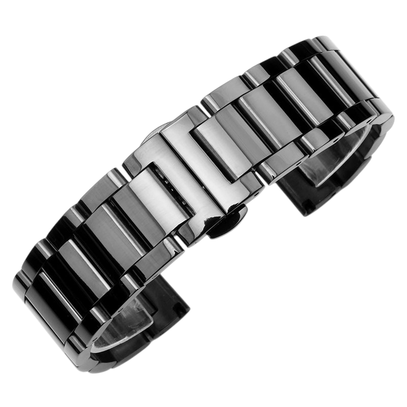 White Smoke Replacement Strap for Montblanc Star - Heritage - Tradition Series Universal - Solid Brushed Triple-Link Stainless Steel - Aethelgard