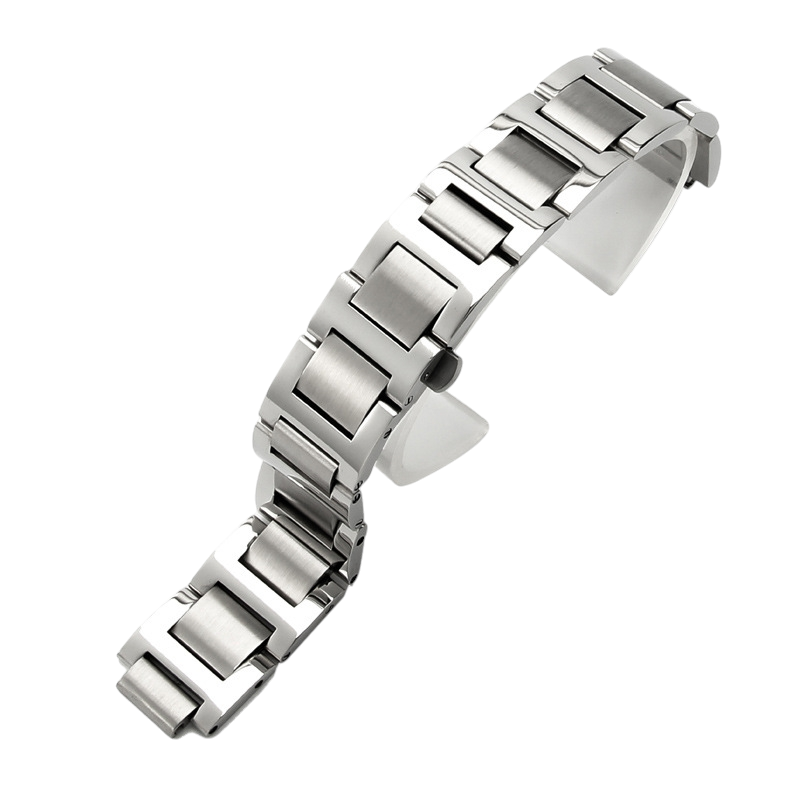 White Smoke Replacement Strap for Cartier Ballon Bleu Series - Steel Edition - Solid Notched Surgical Grade Stainless Steel - Aethelgard Atelier