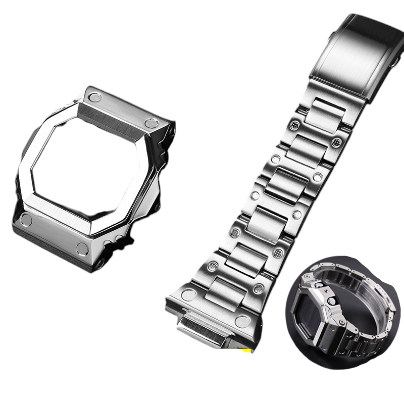 White Smoke Replacement Strap for Casio G-SHOCK GX-56BB GXW-56 King Series - Heavy-Duty Stainless Steel Case and Band - Aethelgard Atelier
