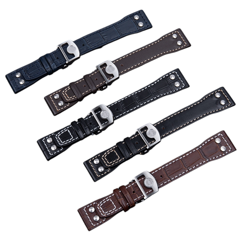 White Smoke Replacement Strap for IWC Big Pilot Series - Riveted Heritage Edition - Full-Grain Thick Bovine Leather - Aethelgard Atelier