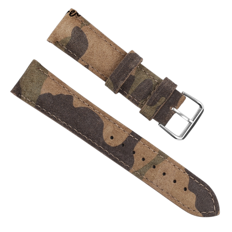 White Smoke Handmade Jungle Camo Tactical Leather Strap for Rolex, Omega, Seiko, IWC, Tudor, Hamilton, Cartier, Panerai, Breitling, Patek Philippe - Stealth Operation Genuine Series - 18mm 20mm 22mm 24mm - Aethelgard