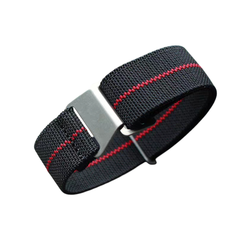 Handmade French MN Parachute Elastic Nylon Watch Strap for Tudor, Rolex, Seiko, Marine Nationale - 60s Heritage Series - 18mm 20mm 22mm 24mm - Aethelgard