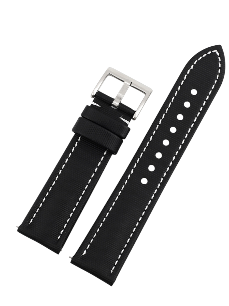 White Smoke Handmade Oxford Textile & Leather Hybrid Strap for Rolex, Omega, Seiko, IWC, Tudor, Hamilton, Cartier, Panerai, Breitling, Patek Philippe - MoonSwatch - Blancpain Tactical Style - 18mm 20mm 22mm 24mm - Aethelgard