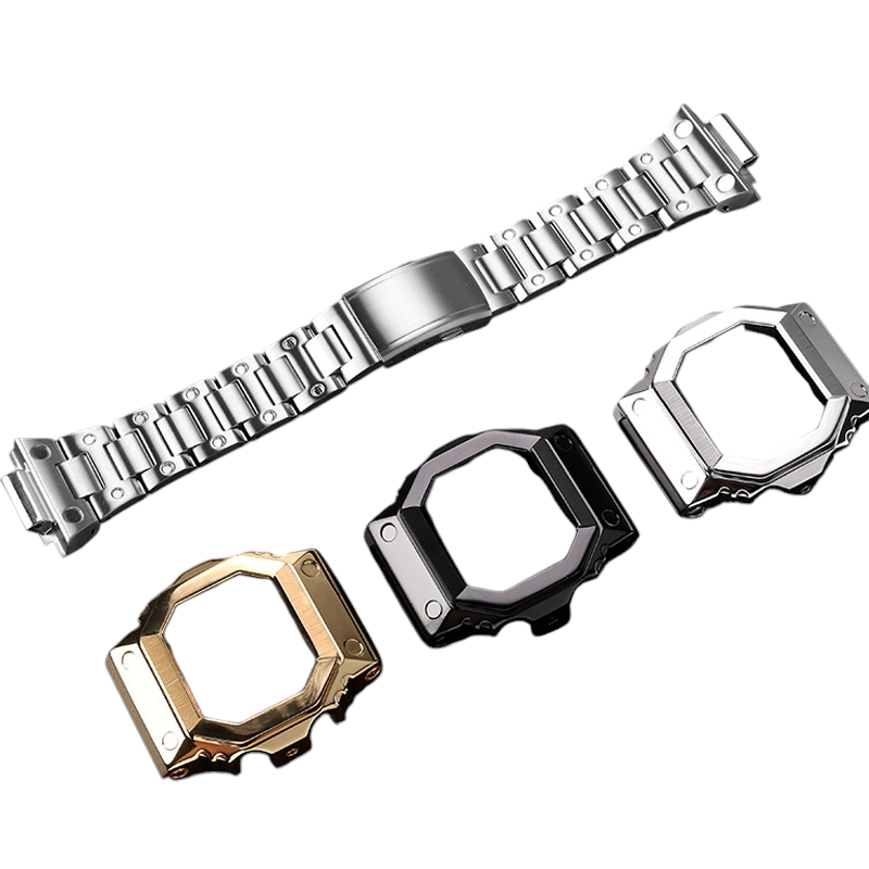 White Smoke Replacement Strap for Casio G-SHOCK GX-56BB GXW-56 King Series - Heavy-Duty Stainless Steel Case and Band - Aethelgard Atelier