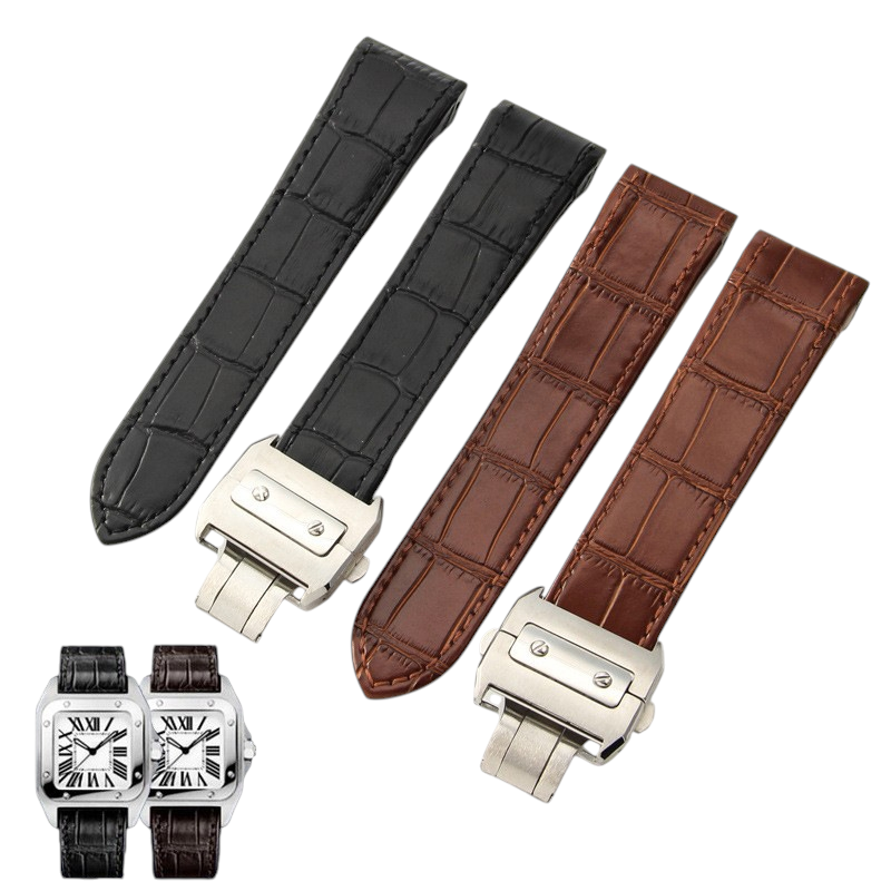 White Smoke Replacement Strap for Cartier Santos 100XL Series - Full-Grain Premium Bovine Leather - Aethelgard Atelier
