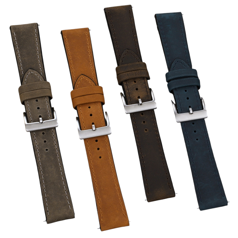 White Smoke Handmade Crazy Horse Silicone Hybrid Watch Strap for Rolex, Omega, Panerai, IWC, Tudor, Seiko, Hamilton, Patek Philippe, Breitling, Citizen - Performance Lined Sport Series - 18mm 20mm 22mm 24mm - Aethelgard