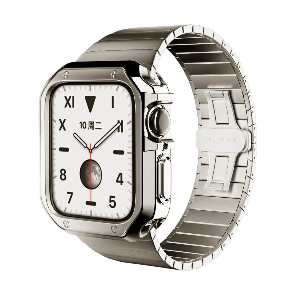 Modern Steel Link Band & TPU Protection Case Set for Apple Watch Series 11/10