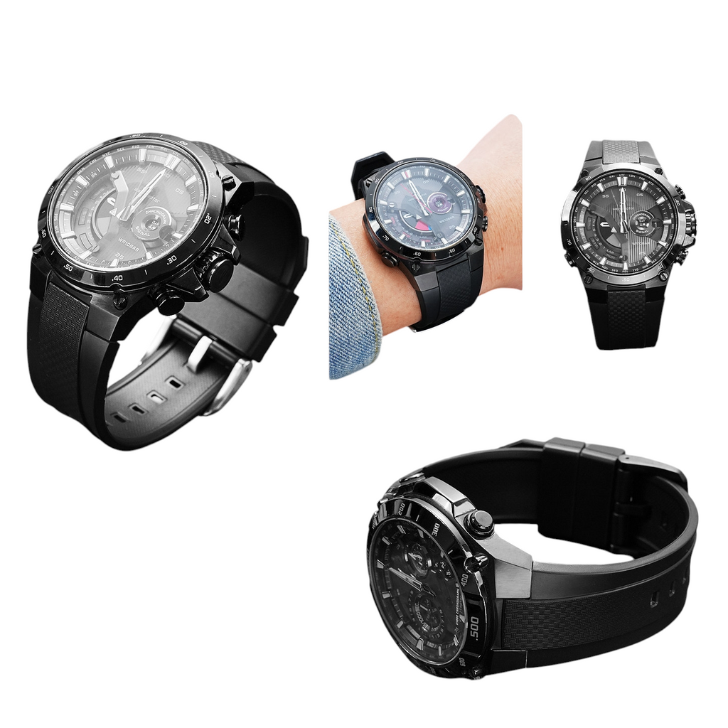 White Smoke Replacement Strap for Casio Edifice EQW-M1100-EQW-A1000-A1100 - Impact-Resistant Aerospace Grade Silicone - Aethelgard