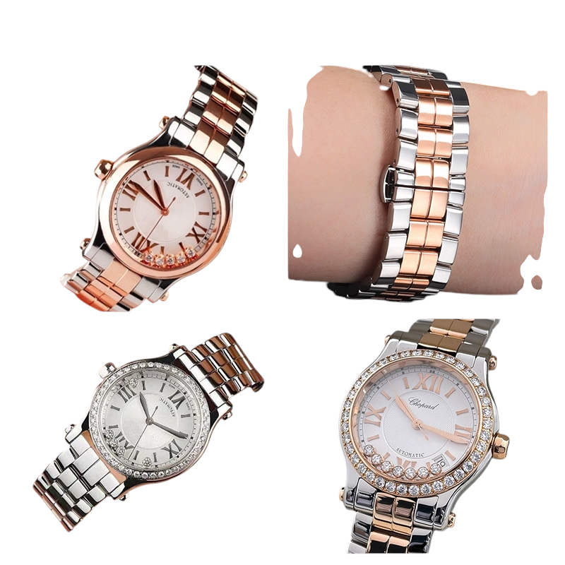 White Smoke Replacement Strap for Chopard Happy Diamonds 5-7 Stones Series - Solid Jewelry Grade Stainless Steel - Aethelgard Atelier