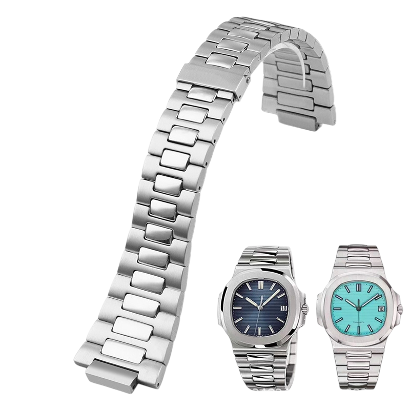 White Smoke Replacement Steel Strap for Patek Philippe Nautilus 5711 - 5712 Series - Premium Notched Solid Stainless Steel - Aethelgard