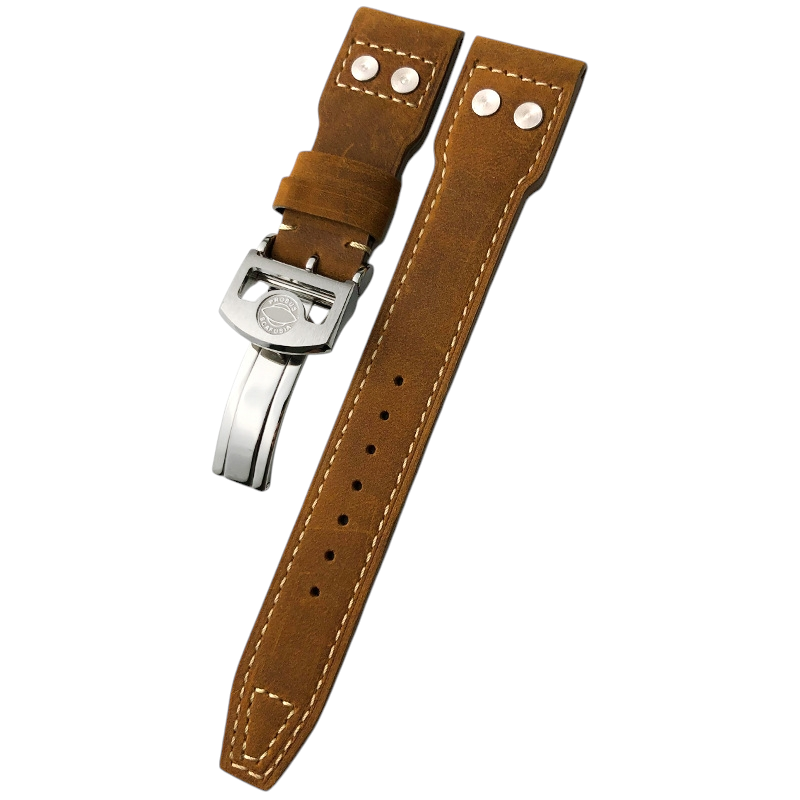 White Smoke Replacement Strap for IWC Big Pilot Series - Riveted Heritage Edition - Full-Grain Thick Bovine Leather - Aethelgard Atelier