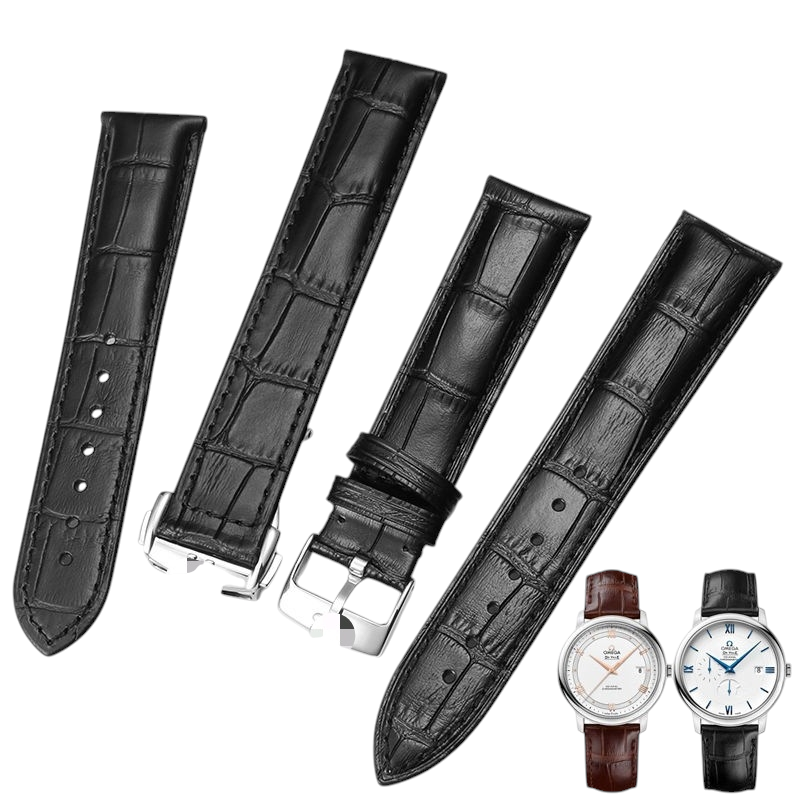 White Smoke Replacement Strap for Omega De Ville-Seamaster-Constellation - Full-Grain Leather with Butterfly Clasp - Aethelgard Atelier