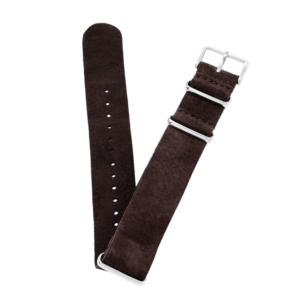 White Smoke Handmade Rugged Field Suede Strap for Rolex, Omega, Seiko, IWC, Tudor, Hamilton, Cartier, Panerai, Breitling, Patek Philippe - Military-Spec Single-Pass Long Band - 18mm 20mm 22mm 24mm - Aethelgard