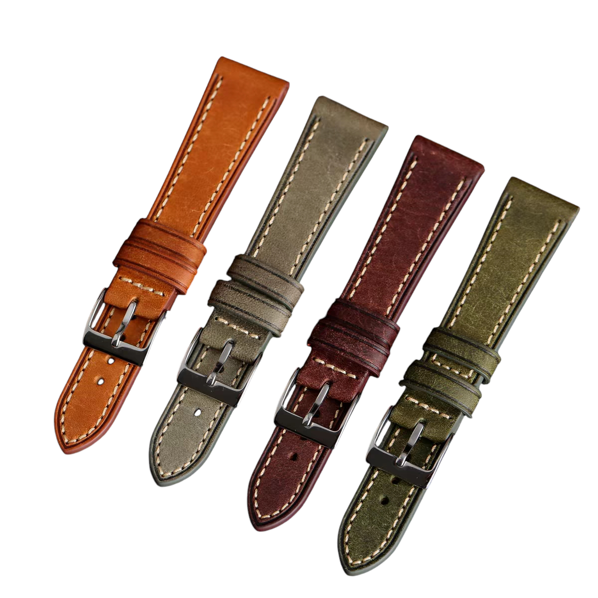 Handmade Pueblo Italian Scuffed Leather Watch Strap for Longines, Rolex, Tissot, Omega - Artisan Matte Series - 18mm 20mm 22mm 24mm - Aethelgard