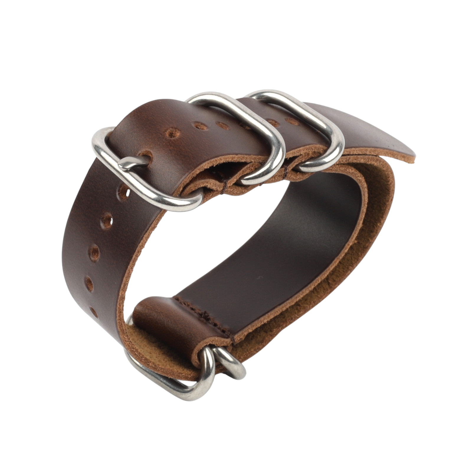 White Smoke Handmade Crazy Horse Leather 5-Ring Strap for Rolex, Omega, Seiko, IWC, Tudor, Hamilton, Cartier, Panerai, Breitling, Patek Philippe - Heavy-Duty Military NATO Edition - 18mm 20mm 22mm 24mm - Aethelgard
