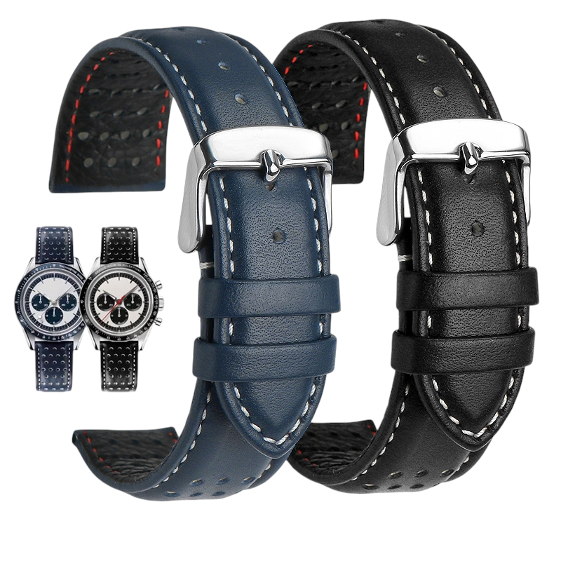 White Smoke Replacement Strap for Omega Speedmaster Panda 310.32.42.50 - Premium Full-Grain Heritage Leather - Aethelgard