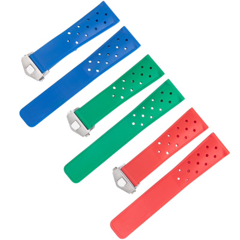 White Smoke Replacement Strap for TAG Heuer Carrera - Aquaracer - F1 Sports - Breathable Perforated Sport Rubber - Aethelgard Atelier