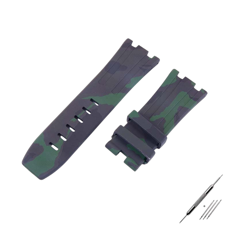 White Smoke Replacement Strap for Audemars Piguet Royal Oak Offshore 15703 - High-Impact Vulcanized Silicone - Aethelgard Atelier