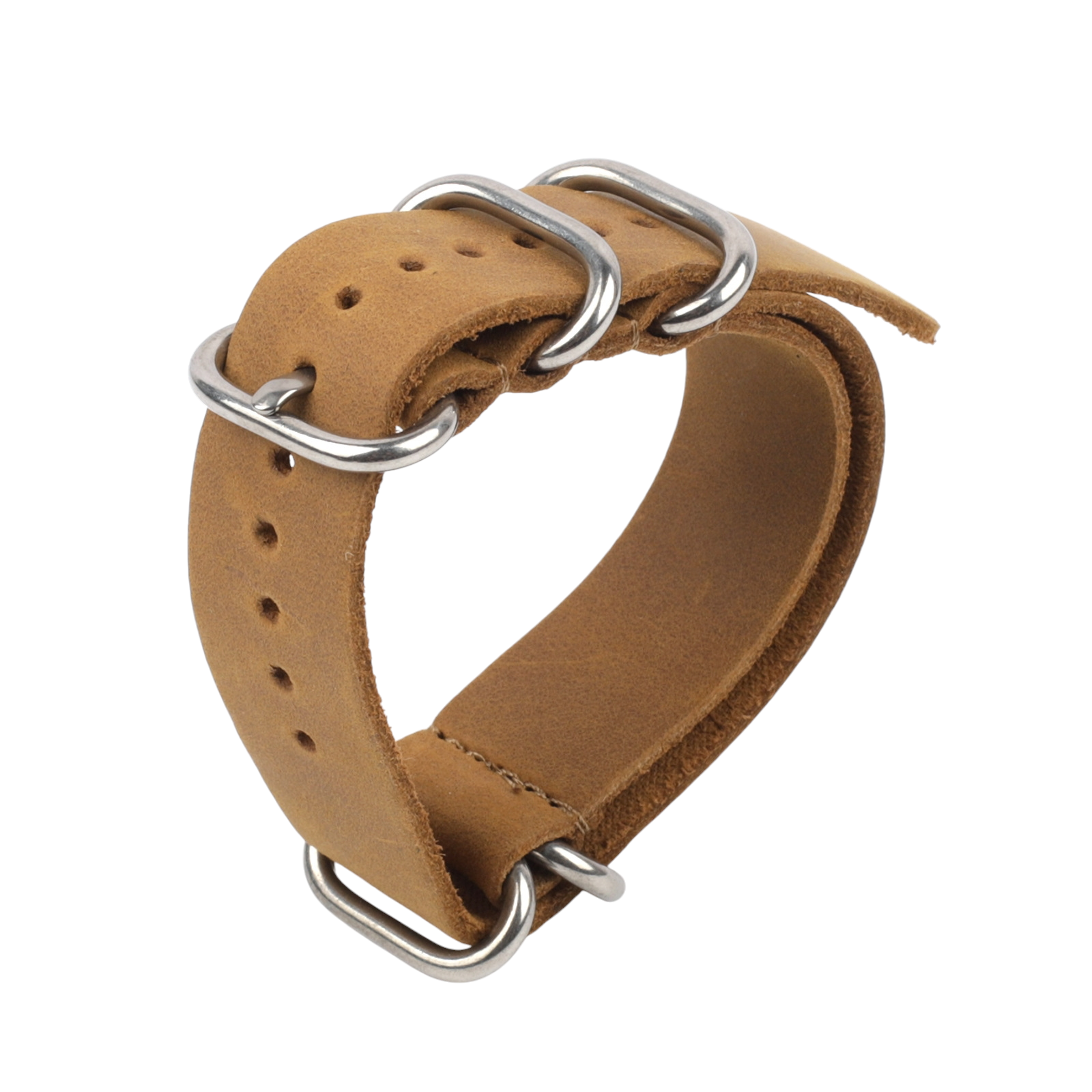 White Smoke Handmade Crazy Horse Leather 5-Ring Strap for Rolex, Omega, Seiko, IWC, Tudor, Hamilton, Cartier, Panerai, Breitling, Patek Philippe - Heavy-Duty Military NATO Edition - 18mm 20mm 22mm 24mm - Aethelgard