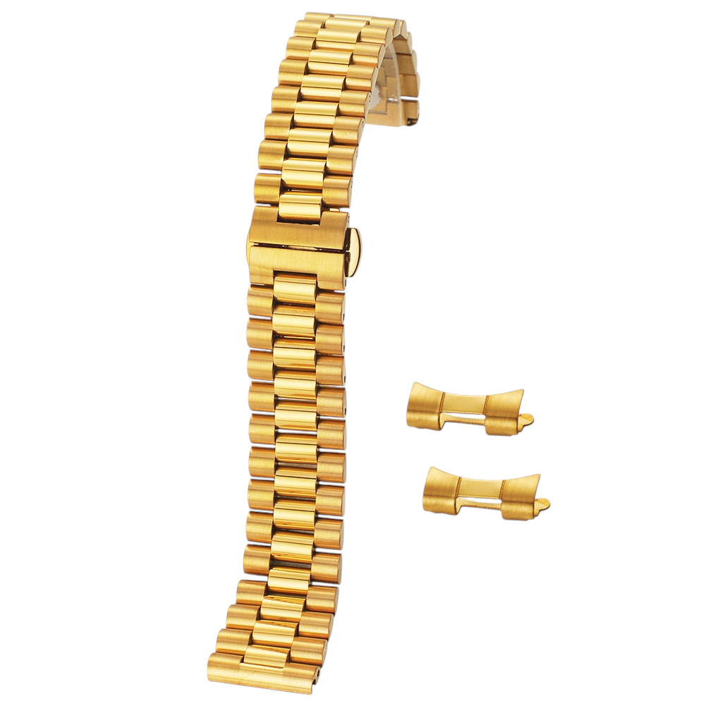 White Smoke Replacement Strap for Universal-Smartwatch 2025 IPG Vacuum Plated 3-Link Quick-Release - IPG Gold Plated Solid Stainless Steel - Aethelgard