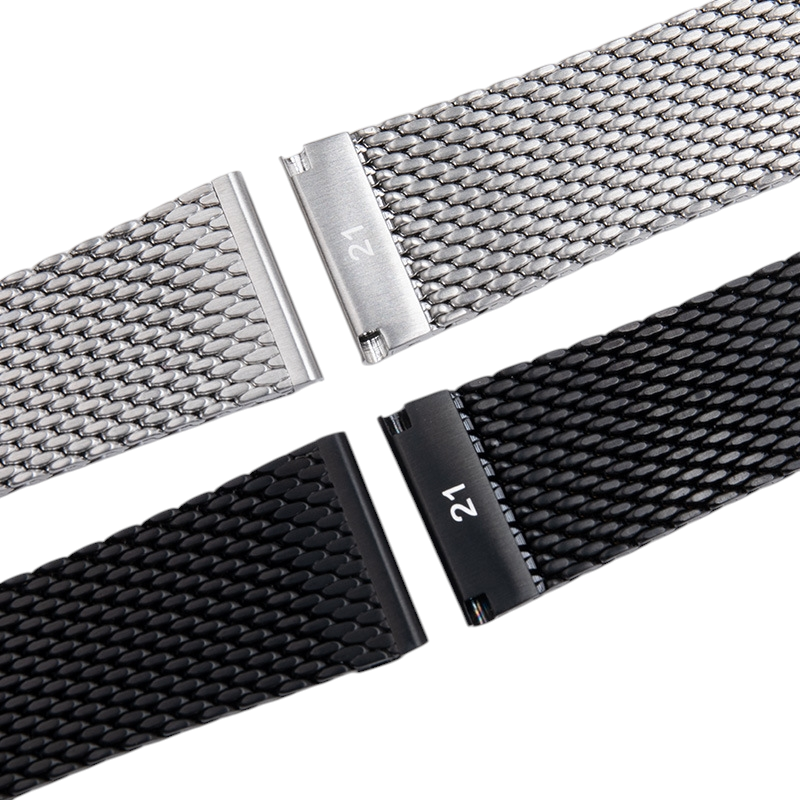 White Smoke Replacement Strap for Universal IWC - Omega - Breitling - Longines Milanese - Solid Link 316L Stainless Steel Mesh - Aethelgard Atelier