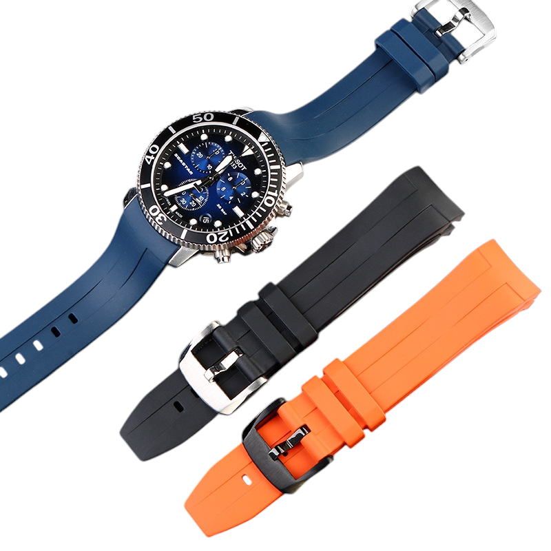 White Smoke Replacement Strap for Tissot Seastar 1000 T120417A - Curved-End High-Density Silicone - Aethelgard